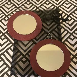 Maroon Mirror Earrings